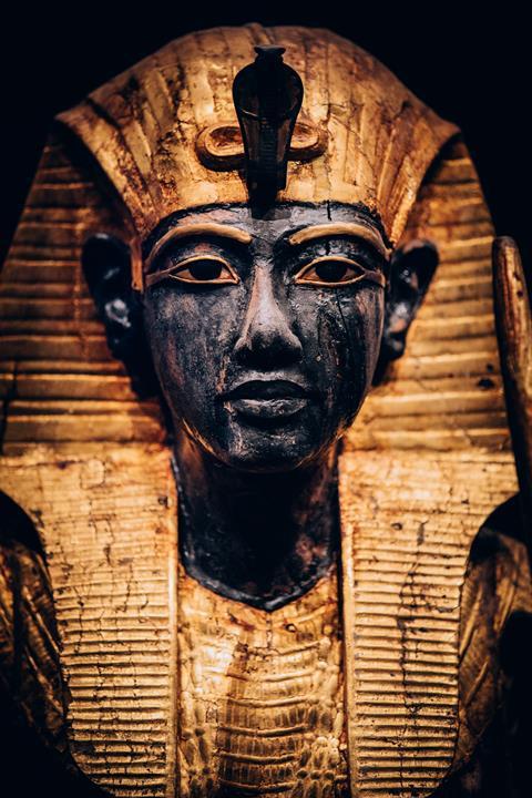 A life size statue of Tutankhamun's tomb guard