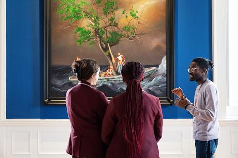 Pupils look at a painting at the National Maritime Museum.