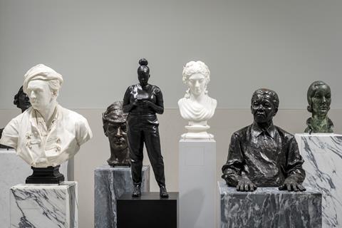 The new main entrance hall at the National Portrait Gallery features a number of sculptures.