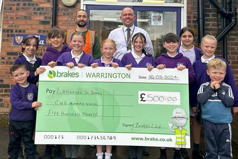 Brakes present Latchford St James CofE Primary School with £500 for taking on the Three Peaks Challenge