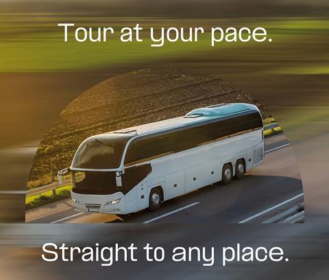 LeShuttle's marketing poster showing a coach