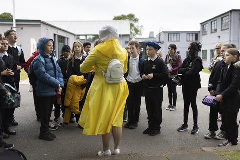 School children have a guided tour at Bletchley Park