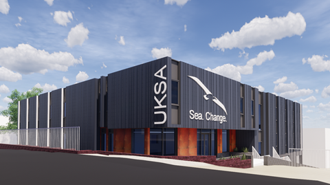 Artists impression of the new UKSA centre in Cowes, Isle of Wight