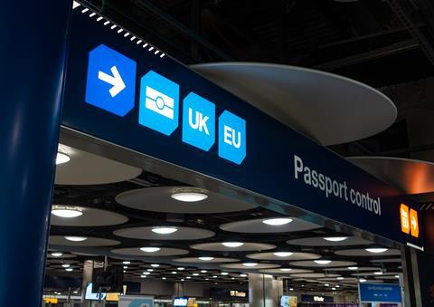 Passport control at airport