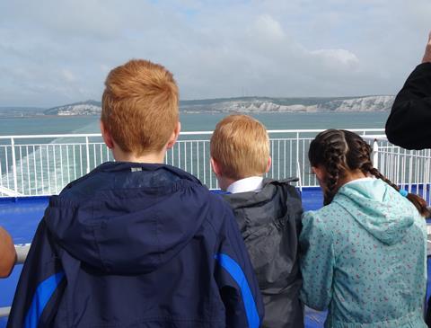 Students during ferry crossing for a French school trip