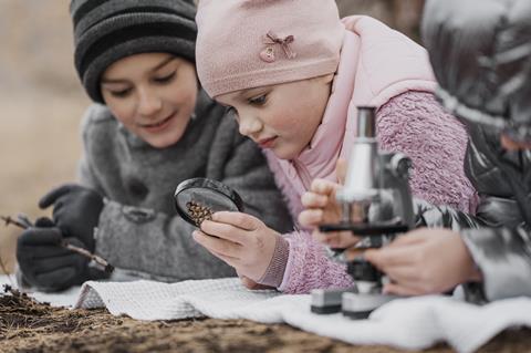 Kids learning outside in nature