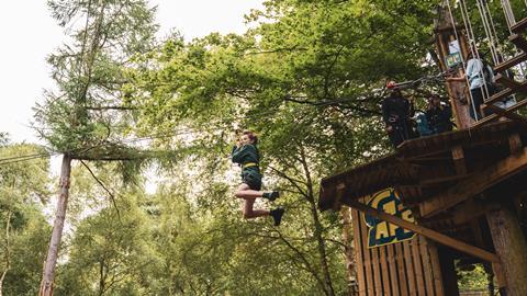One student on a Zip Wire at a Go Ape centre