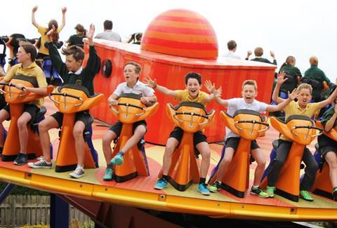 Pupils on a ride at Paultons Park