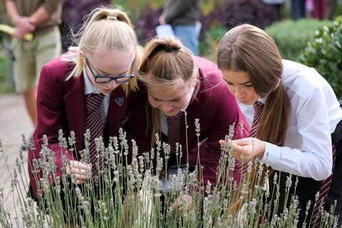 School group visiting RHS Garden Wisley in Surrey