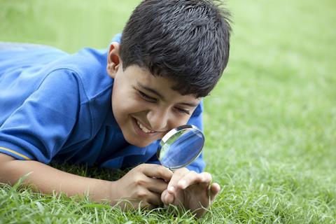 Child exploring outside