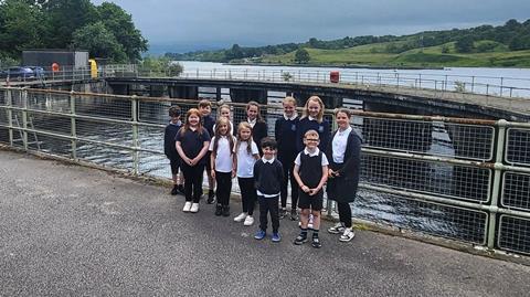 Rockfield Primary School pupils outside Curachan Power Station