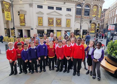 Chantry pupils outside the Lyceum Theatre