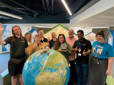 The team at Techniquest in Cardiff with their School Travel Awards trophy and certificate for the Best Venue for STEM Learning