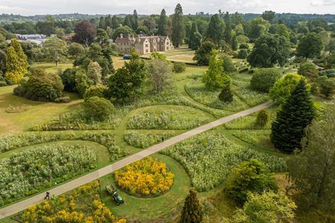 Aerial shot of the American Prairie at Wakehurst