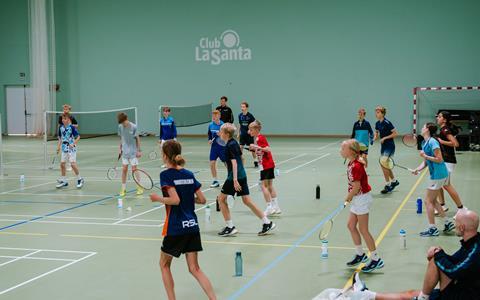Students playing badminton at Club La Santa in Lanzarote