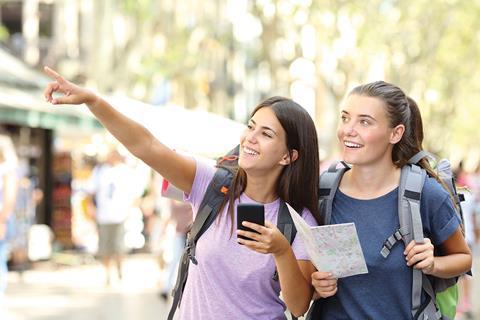 Teenagers sightseeing