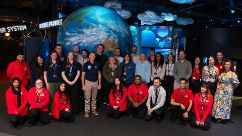 Tim Peake meets staff at the National Space Centre