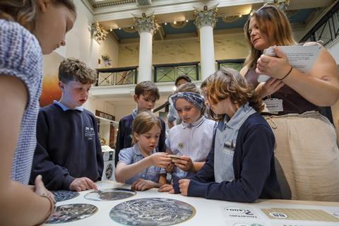 Melsonby Primary pupils engage with the new Melsonby Hoard exhibit at the Yorkshire Museum