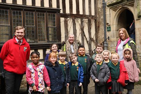 School children visiting Hever Castle in Kent