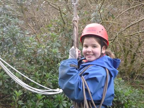 Pupil Ruby Edwards on the zip wire