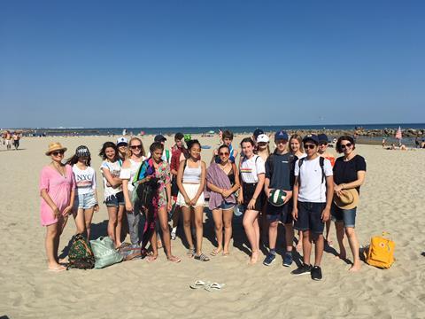 Charters School students visiting the beach on a trip to Montpellier in France