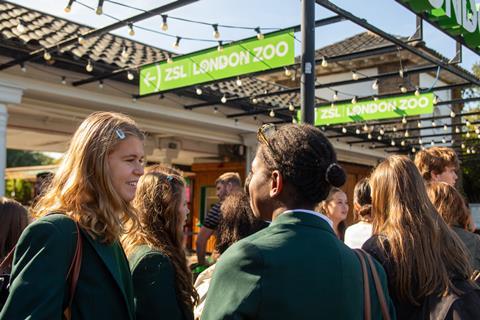 Students from St Marylebone School at London Zoo during visit