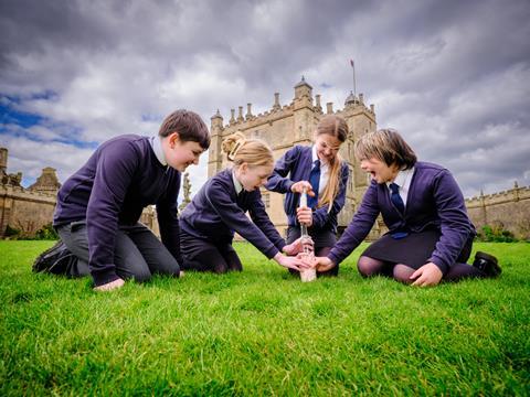 Pupils visiting Bolsover Castle in Derbyshire