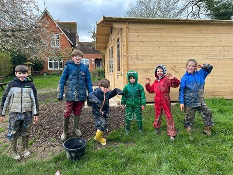 Pupils taking part in environmental activity at Everdon Outdoor Learning Centre in Northamptonshire