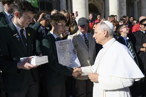 St Alban's Catholic High School with the Pope