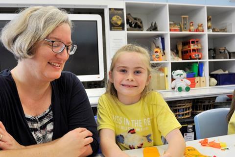 An adult and child during a workshop at Maidstone Museum