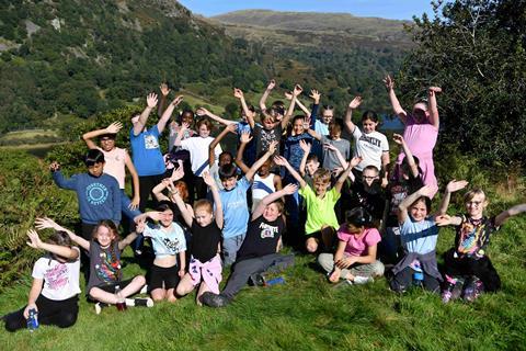 Schoolchildren in nature