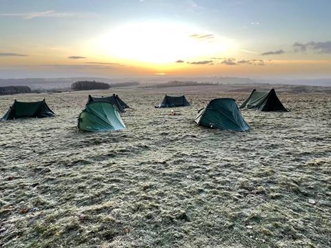 A group of tents on a frosty morning during Hammersmith Academy's Outward Bound residential