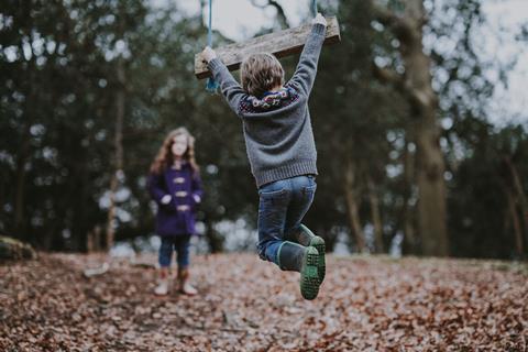 Children outside in the autumn