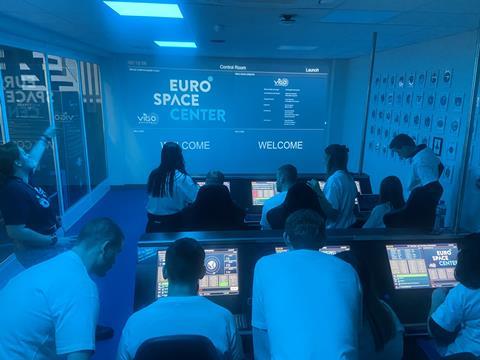 Teachers experience a mission control room at Euro Space Center, Belgium