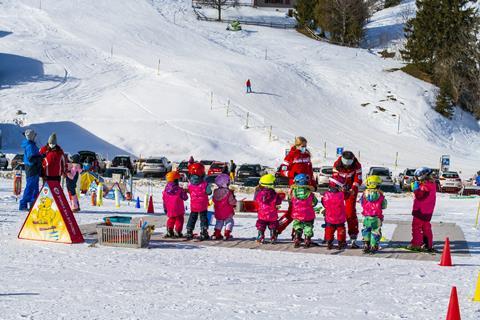 Children skiing