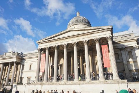 An exterior view of the National Gallery, London