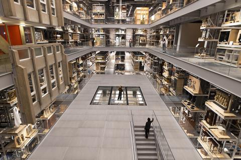 View of the Weston Collections Hall at V&A East Storehouse.