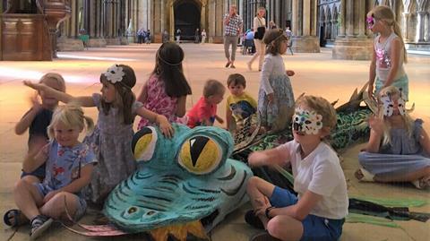 Youngsters taking part in immersive activities at Lincoln Cathedral