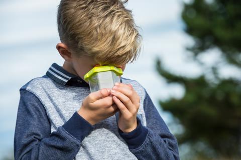 Boy looking at insect as part of Wildlife Trusts' Study