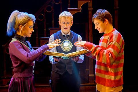 Delphi (Sophie Matthew), Scorpius (Kai Spackman) and Albus (Joshua Sullivan) in Harry Potter and the Cursed Child.