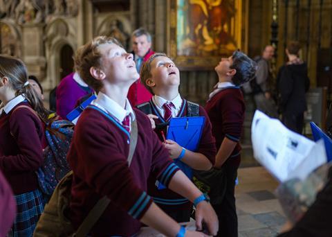 Pupils exploring Westminster Abbey on an educational visit