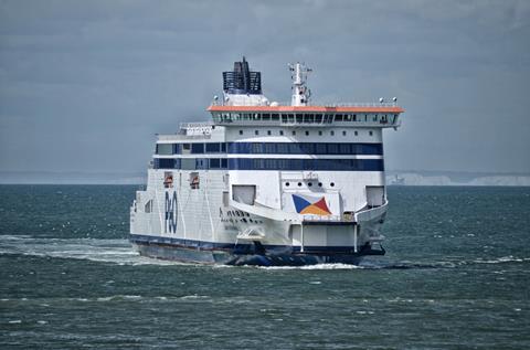 A P&O Ferry making the crossing between England and France, from Dover