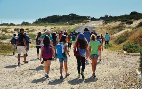 A group of students explore parts of Israel on a school trip