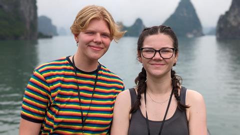 Carisbrooke College students in front of Ha Long Bay, Vietnam- Vietnam 2023