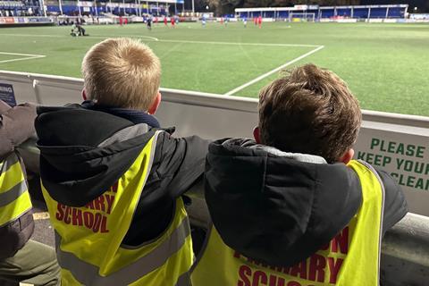 West Horndon Primary School pupils at Billericay Town FC